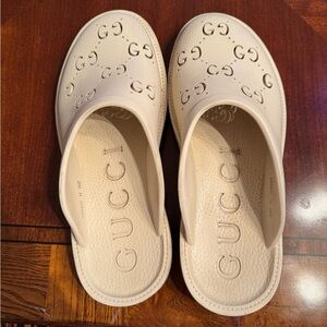 Gucci GG Rubber Mules in White